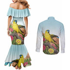 Australia Rock Parrot Couples Matching Mermaid Dress and Long Sleeve Button Shirt Pigface Carpobrotus Rocky Island Vibes - Aussie Hoodie