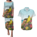 Australia Rock Parrot Couples Matching Puletasi and Hawaiian Shirt Pigface Carpobrotus Rocky Island Vibes - Aussie Hoodie