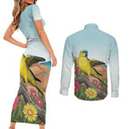 Australia Rock Parrot Couples Matching Short Sleeve Bodycon Dress and Long Sleeve Button Shirt Pigface Carpobrotus Rocky Island Vibes - Aussie Hoodie