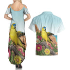 Australia Rock Parrot Couples Matching Summer Maxi Dress and Hawaiian Shirt Pigface Carpobrotus Rocky Island Vibes - Aussie Hoodie