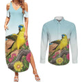 Australia Rock Parrot Couples Matching Summer Maxi Dress and Long Sleeve Button Shirt Pigface Carpobrotus Rocky Island Vibes - Aussie Hoodie