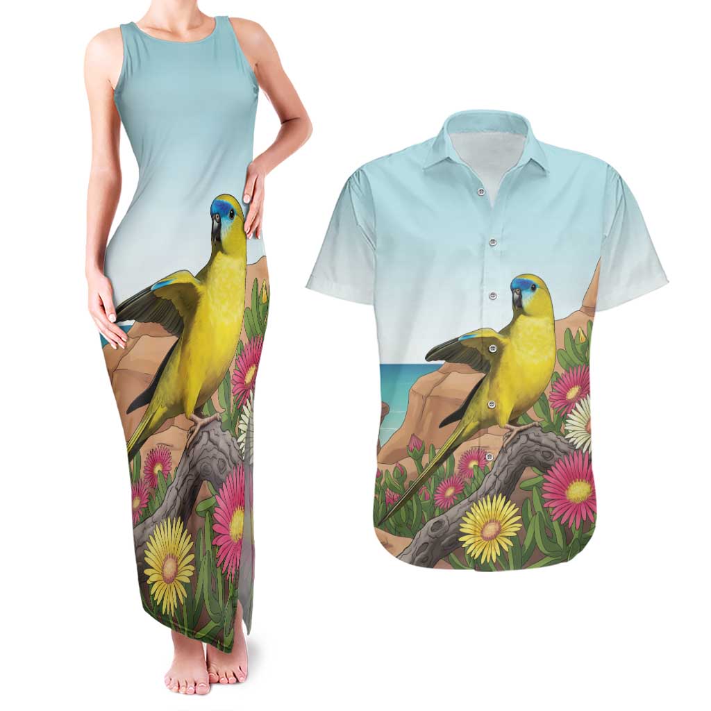 Australia Rock Parrot Couples Matching Tank Maxi Dress and Hawaiian Shirt Pigface Carpobrotus Rocky Island Vibes - Aussie Hoodie