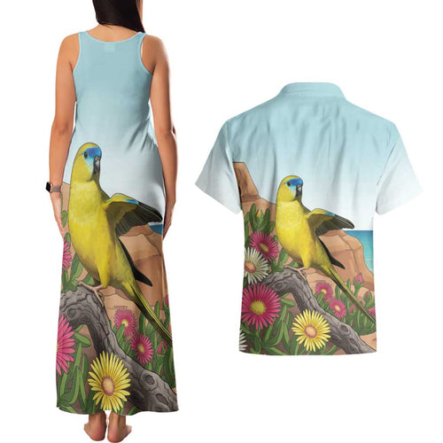 Australia Rock Parrot Couples Matching Tank Maxi Dress and Hawaiian Shirt Pigface Carpobrotus Rocky Island Vibes - Aussie Hoodie