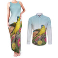 Australia Rock Parrot Couples Matching Tank Maxi Dress and Long Sleeve Button Shirt Pigface Carpobrotus Rocky Island Vibes - Aussie Hoodie