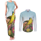 Australia Rock Parrot Couples Matching Tank Maxi Dress and Long Sleeve Button Shirt Pigface Carpobrotus Rocky Island Vibes - Aussie Hoodie