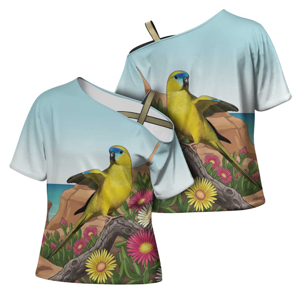 Australia Rock Parrot Cross Shoulder Shirt Pigface Carpobrotus Rocky Island Vibes - Aussie Hoodie