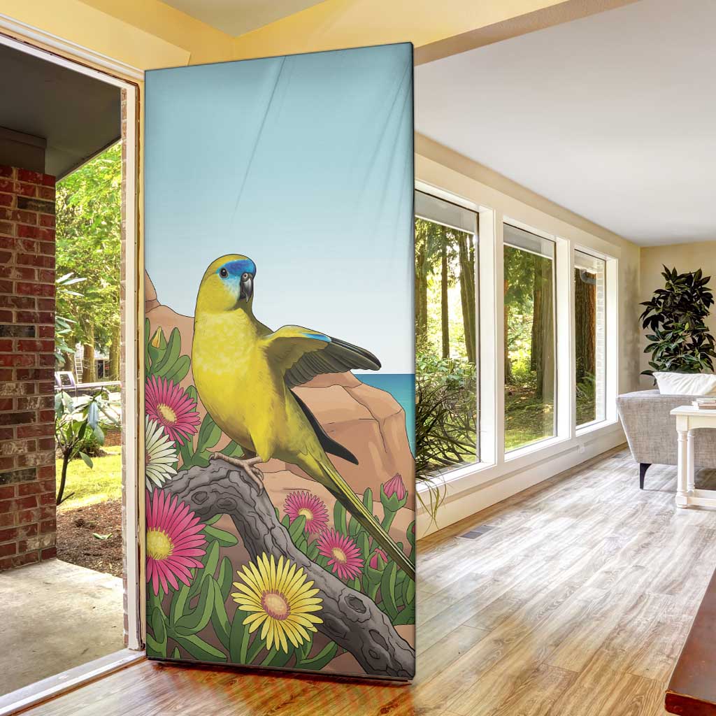 Australia Rock Parrot Door Cover Pigface Carpobrotus Rocky Island Vibes - Aussie Hoodie