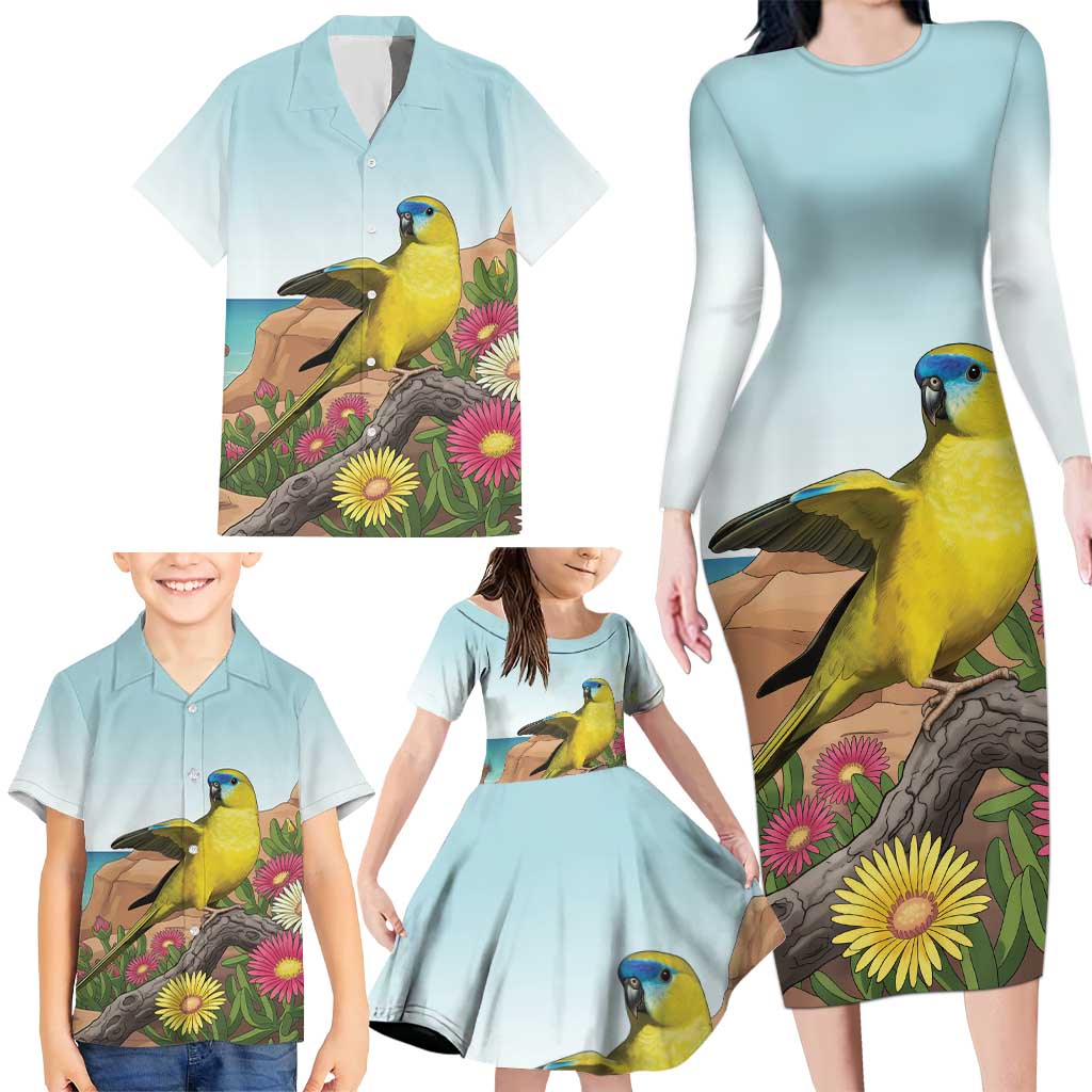 Australia Rock Parrot Family Matching Long Sleeve Bodycon Dress and Hawaiian Shirt Pigface Carpobrotus Rocky Island Vibes - Aussie Hoodie