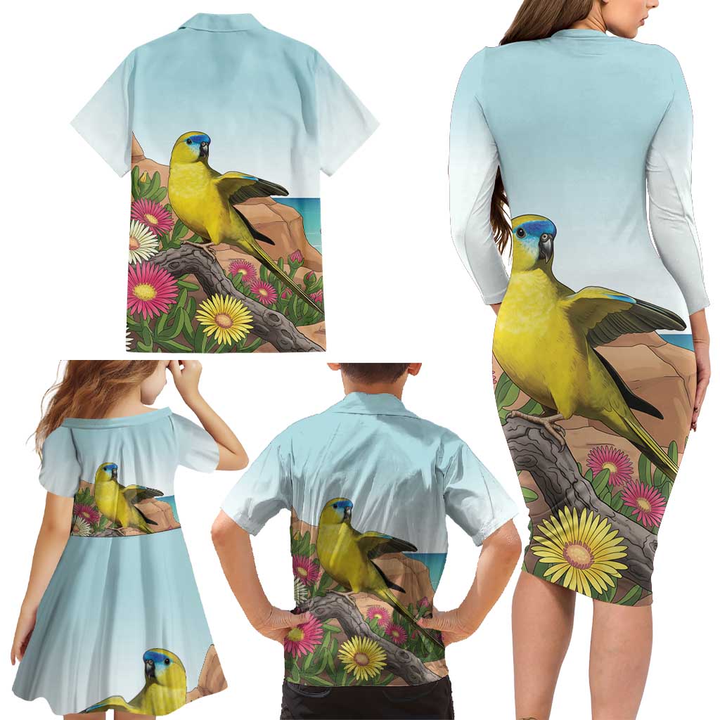 Australia Rock Parrot Family Matching Long Sleeve Bodycon Dress and Hawaiian Shirt Pigface Carpobrotus Rocky Island Vibes - Aussie Hoodie
