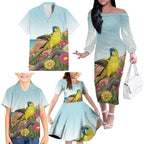 Australia Rock Parrot Family Matching Off The Shoulder Long Sleeve Dress and Hawaiian Shirt Pigface Carpobrotus Rocky Island Vibes - Aussie Hoodie