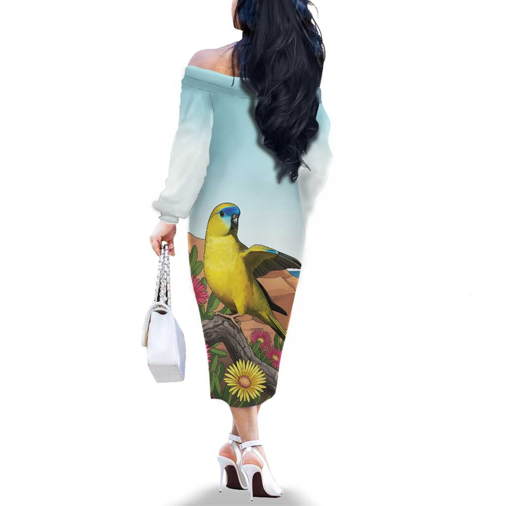 Australia Rock Parrot Family Matching Off The Shoulder Long Sleeve Dress and Hawaiian Shirt Pigface Carpobrotus Rocky Island Vibes - Aussie Hoodie