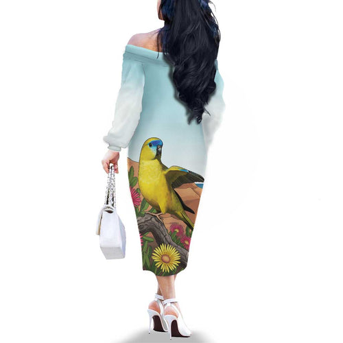 Australia Rock Parrot Family Matching Off The Shoulder Long Sleeve Dress and Hawaiian Shirt Pigface Carpobrotus Rocky Island Vibes - Aussie Hoodie