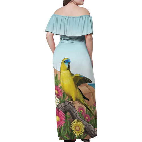 Australia Rock Parrot Family Matching Off Shoulder Maxi Dress and Hawaiian Shirt Pigface Carpobrotus Rocky Island Vibes - Aussie Hoodie