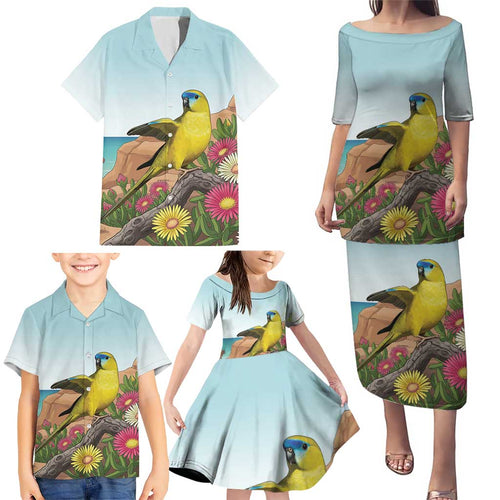 Australia Rock Parrot Family Matching Puletasi and Hawaiian Shirt Pigface Carpobrotus Rocky Island Vibes - Aussie Hoodie