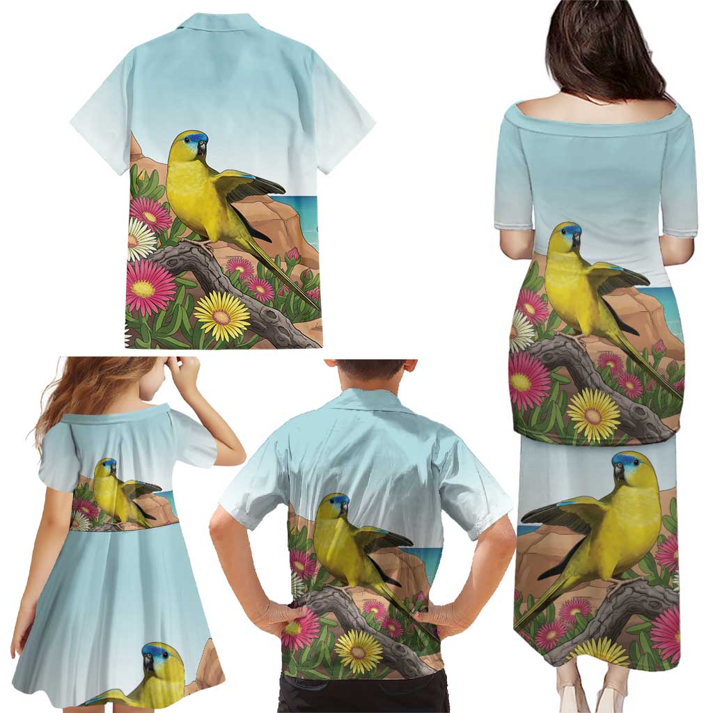 Australia Rock Parrot Family Matching Puletasi and Hawaiian Shirt Pigface Carpobrotus Rocky Island Vibes - Aussie Hoodie