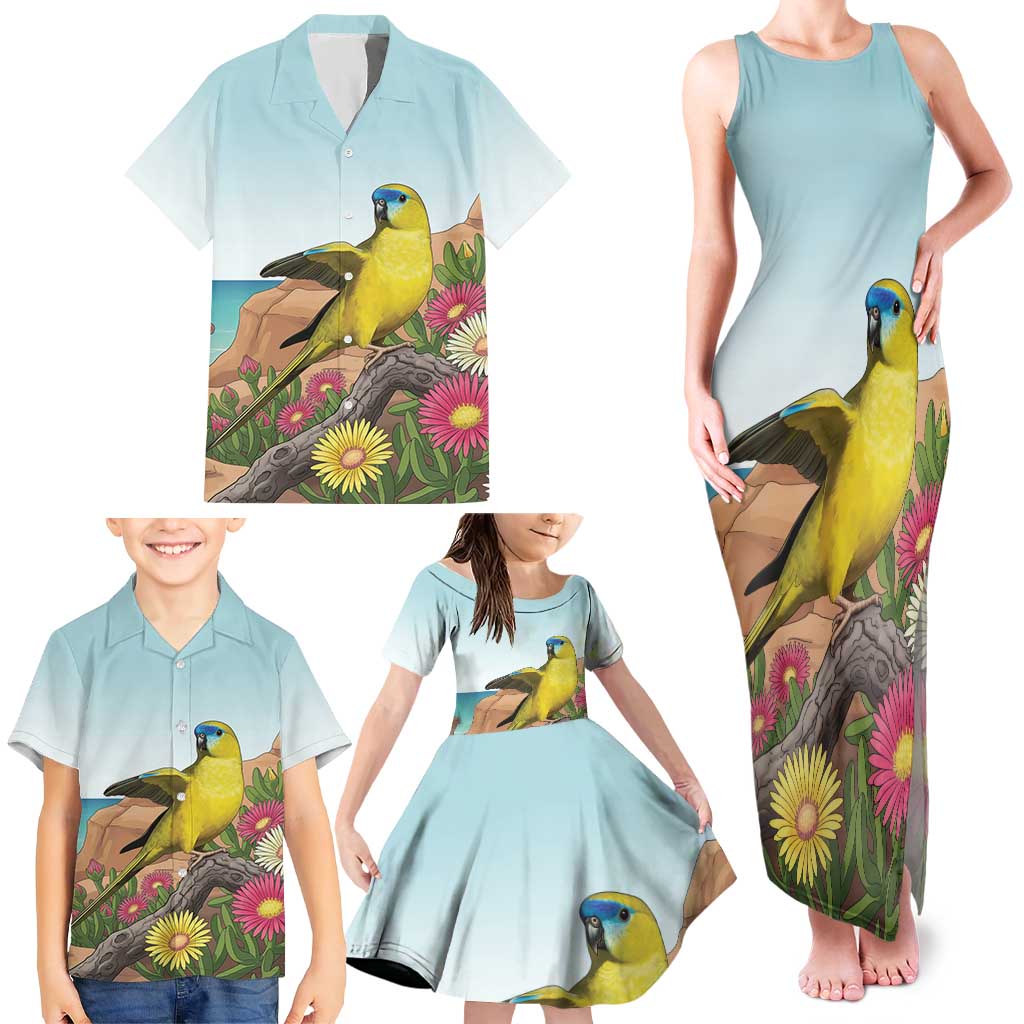Australia Rock Parrot Family Matching Tank Maxi Dress and Hawaiian Shirt Pigface Carpobrotus Rocky Island Vibes - Aussie Hoodie
