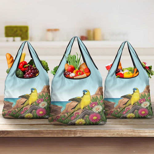 Australia Rock Parrot Grocery Bag Pigface Carpobrotus Rocky Island Vibes - Aussie Hoodie