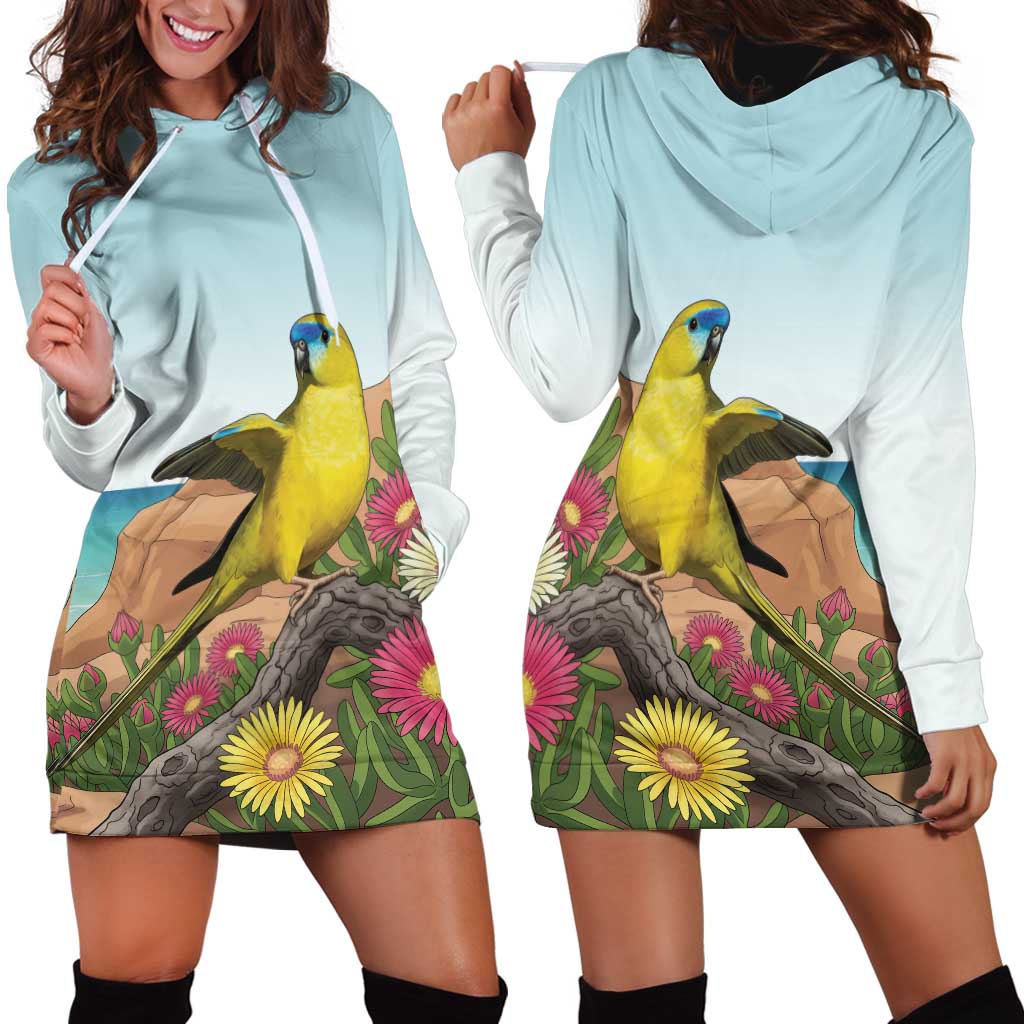 Australia Rock Parrot Hoodie Dress Pigface Carpobrotus Rocky Island Vibes - Aussie Hoodie