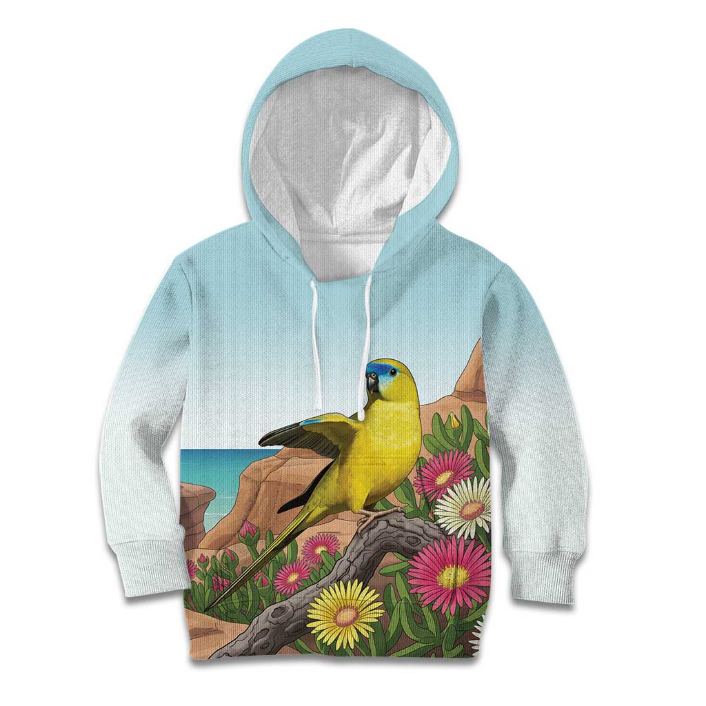Australia Rock Parrot Kid Hoodie Pigface Carpobrotus Rocky Island Vibes - Aussie Hoodie