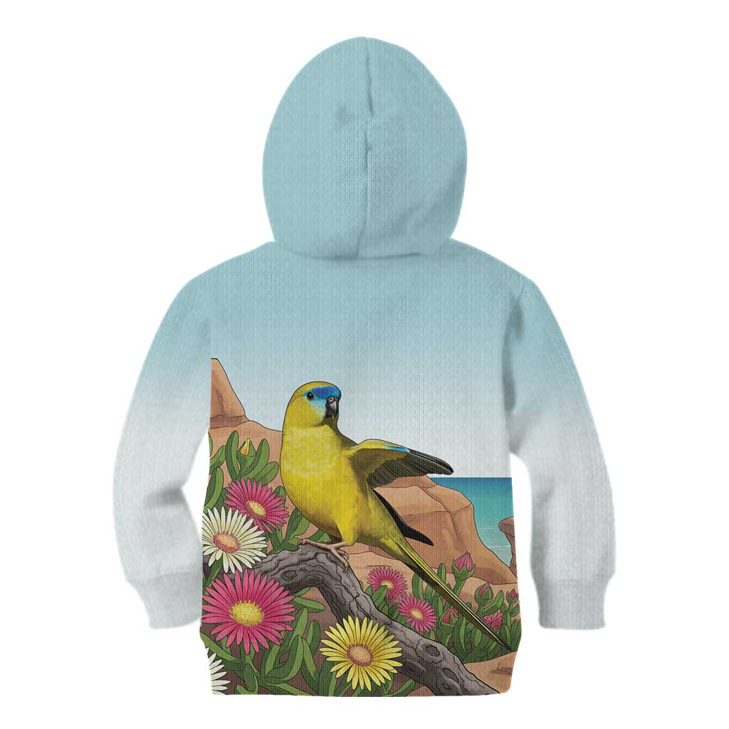 Australia Rock Parrot Kid Hoodie Pigface Carpobrotus Rocky Island Vibes - Aussie Hoodie