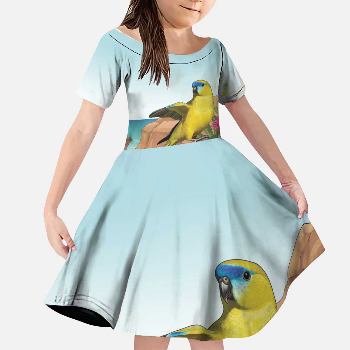 Australia Rock Parrot Kid Short Sleeve Dress Pigface Carpobrotus Rocky Island Vibes - Aussie Hoodie