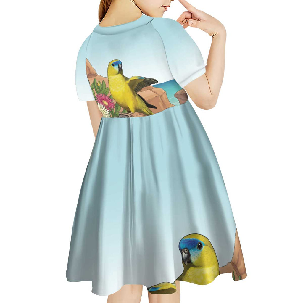 Australia Rock Parrot Kid Short Sleeve Dress Pigface Carpobrotus Rocky Island Vibes - Aussie Hoodie