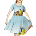 Australia Rock Parrot Kid Short Sleeve Dress Pigface Carpobrotus Rocky Island Vibes - Aussie Hoodie