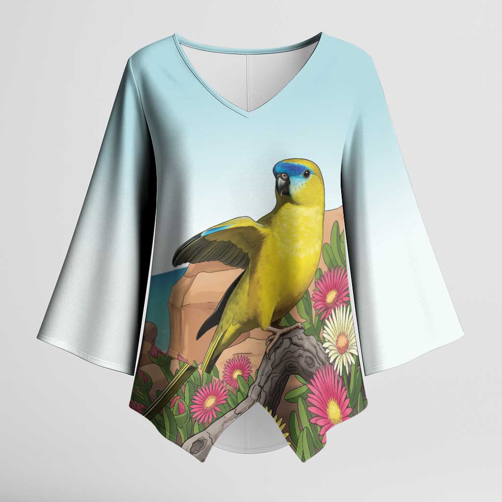 Australia Rock Parrot Kimono Sleeve Blouse Pigface Carpobrotus Rocky Island Vibes - Aussie Hoodie