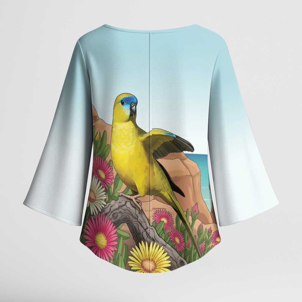 Australia Rock Parrot Kimono Sleeve Blouse Pigface Carpobrotus Rocky Island Vibes - Aussie Hoodie