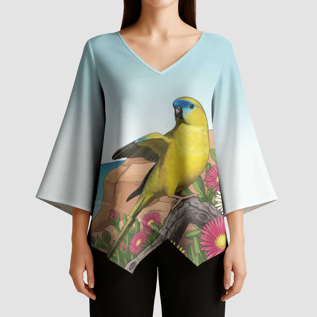 Australia Rock Parrot Kimono Sleeve Blouse Pigface Carpobrotus Rocky Island Vibes - Aussie Hoodie