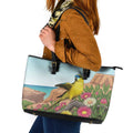Australia Rock Parrot Leather Tote Bag Pigface Carpobrotus Rocky Island Vibes - Aussie Hoodie