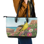 Australia Rock Parrot Leather Tote Bag Pigface Carpobrotus Rocky Island Vibes - Aussie Hoodie