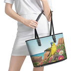 Australia Rock Parrot Leather Tote Bag Pigface Carpobrotus Rocky Island Vibes - Aussie Hoodie