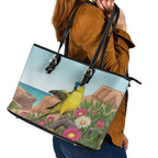 Australia Rock Parrot Leather Tote Bag Pigface Carpobrotus Rocky Island Vibes - Aussie Hoodie
