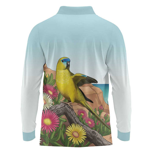 Australia Rock Parrot Long Sleeve Polo Shirt Pigface Carpobrotus Rocky Island Vibes - Aussie Hoodie