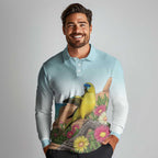 Australia Rock Parrot Long Sleeve Polo Shirt Pigface Carpobrotus Rocky Island Vibes - Aussie Hoodie