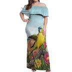 Australia Rock Parrot Off Shoulder Maxi Dress Pigface Carpobrotus Rocky Island Vibes - Aussie Hoodie
