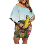 Australia Rock Parrot Off Shoulder Short Dress Pigface Carpobrotus Rocky Island Vibes - Aussie Hoodie