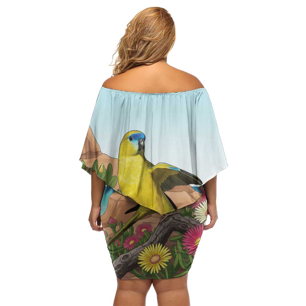 Australia Rock Parrot Off Shoulder Short Dress Pigface Carpobrotus Rocky Island Vibes - Aussie Hoodie