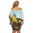 Australia Rock Parrot Off Shoulder Short Dress Pigface Carpobrotus Rocky Island Vibes - Aussie Hoodie