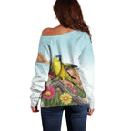 Australia Rock Parrot Off Shoulder Sweater Pigface Carpobrotus Rocky Island Vibes - Aussie Hoodie