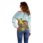 Australia Rock Parrot Off Shoulder Sweater Pigface Carpobrotus Rocky Island Vibes - Aussie Hoodie