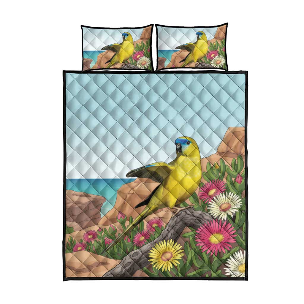 Australia Rock Parrot Quilt Bed Set Pigface Carpobrotus Rocky Island Vibes - Aussie Hoodie