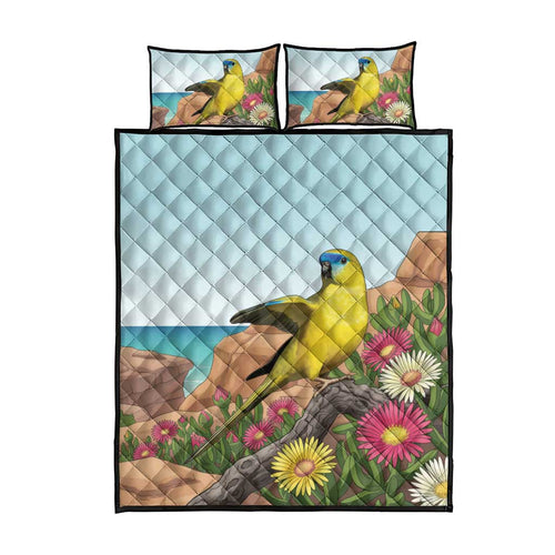 Australia Rock Parrot Quilt Bed Set Pigface Carpobrotus Rocky Island Vibes - Aussie Hoodie