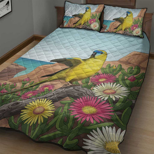 Australia Rock Parrot Quilt Bed Set Pigface Carpobrotus Rocky Island Vibes - Aussie Hoodie