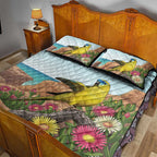 Australia Rock Parrot Quilt Bed Set Pigface Carpobrotus Rocky Island Vibes - Aussie Hoodie
