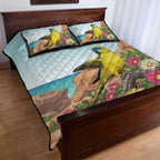Australia Rock Parrot Quilt Bed Set Pigface Carpobrotus Rocky Island Vibes - Aussie Hoodie