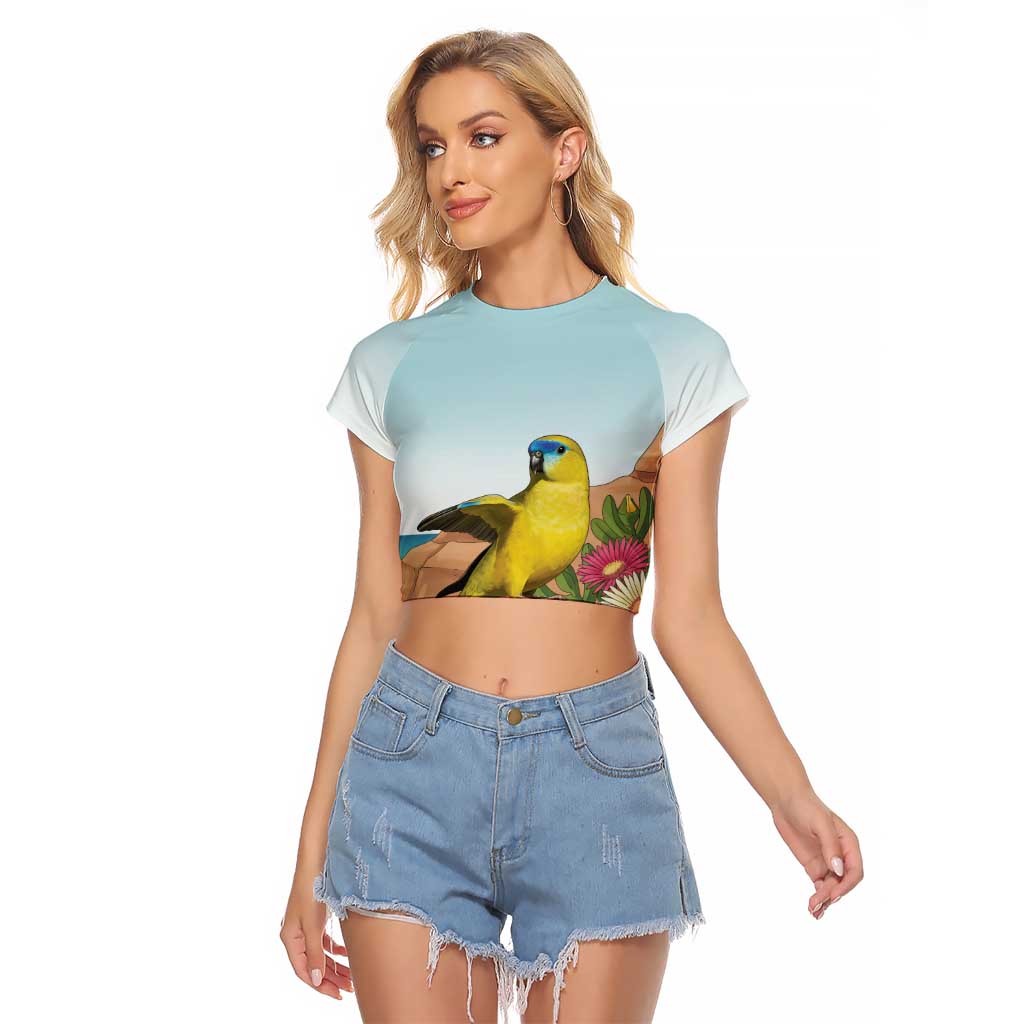 Australia Rock Parrot Raglan Cropped T Shirt Pigface Carpobrotus Rocky Island Vibes - Aussie Hoodie
