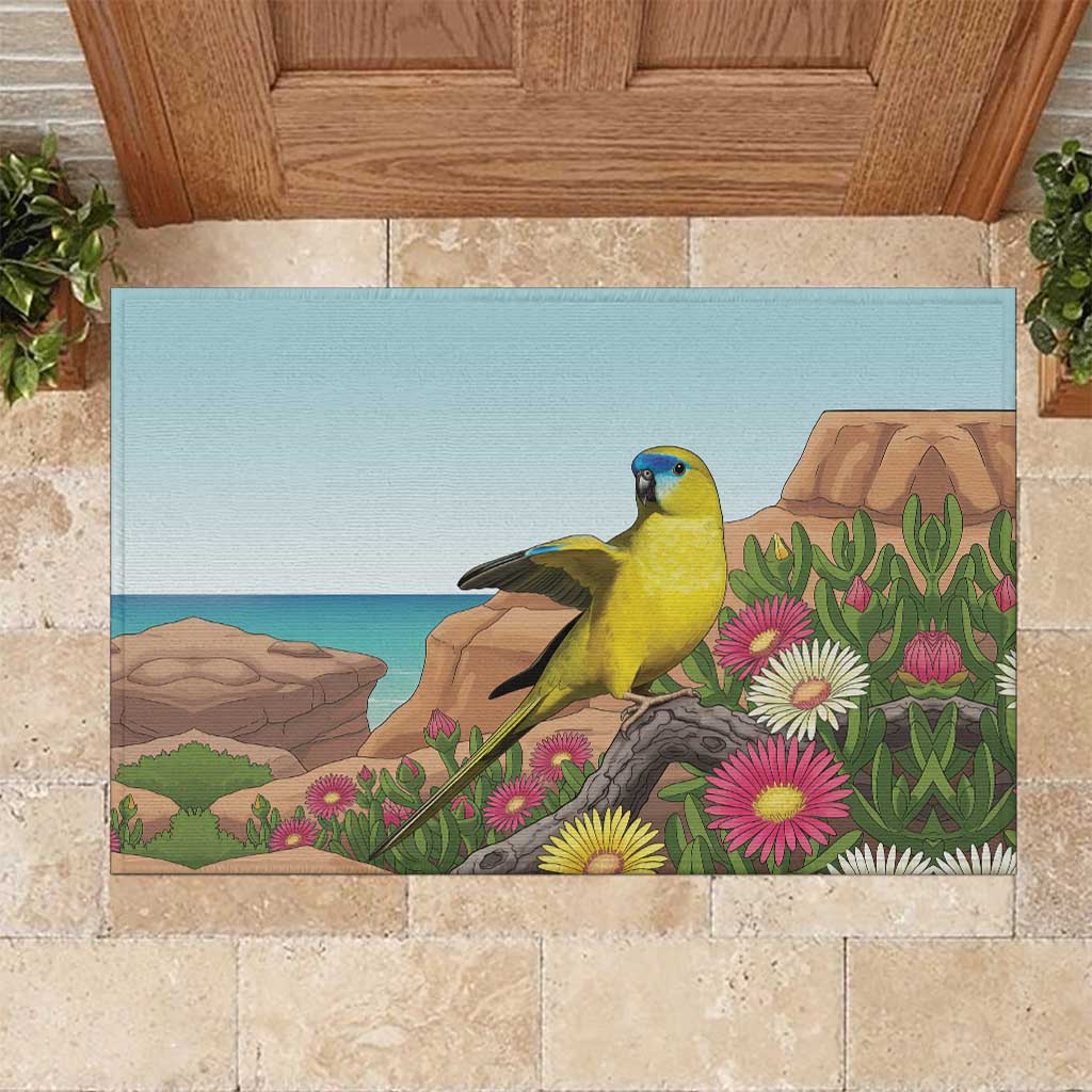 Australia Rock Parrot Rubber Doormat Pigface Carpobrotus Rocky Island Vibes - Aussie Hoodie