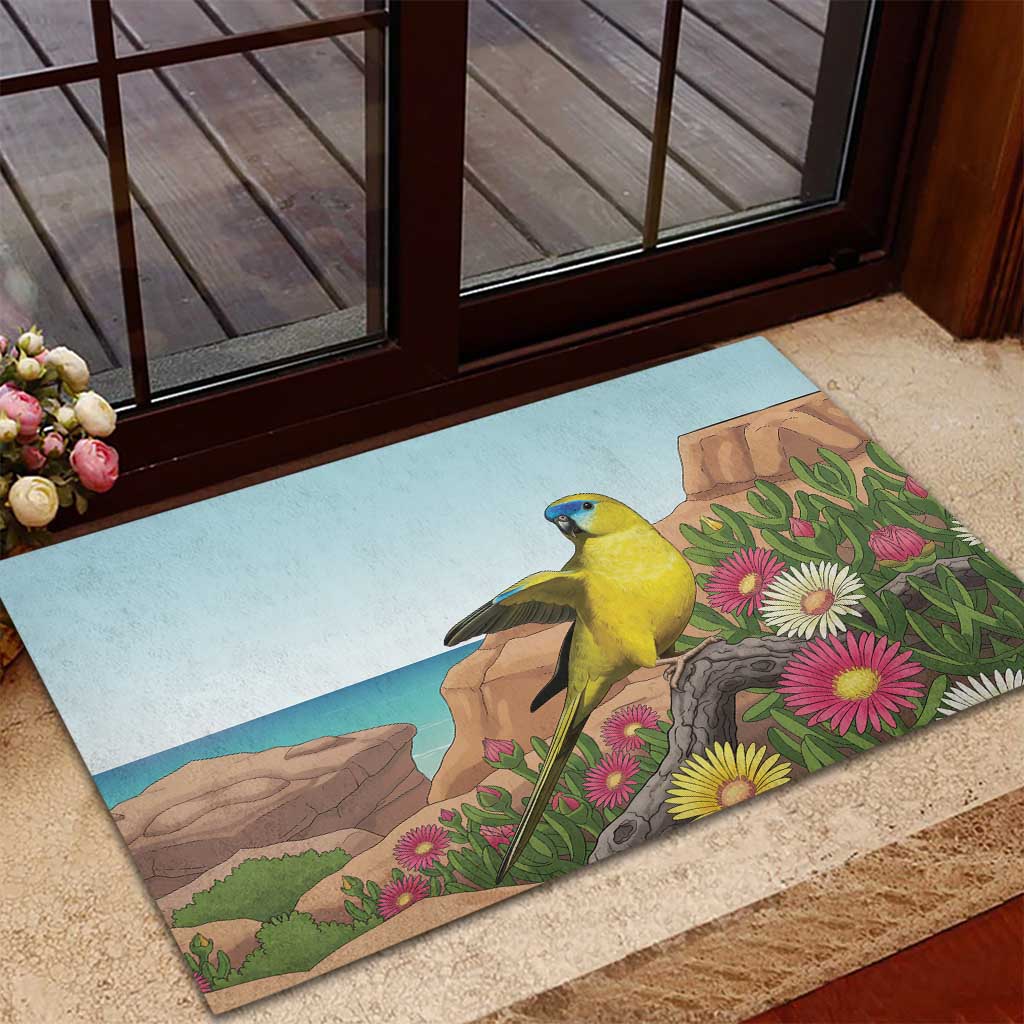 Australia Rock Parrot Rubber Doormat Pigface Carpobrotus Rocky Island Vibes - Aussie Hoodie